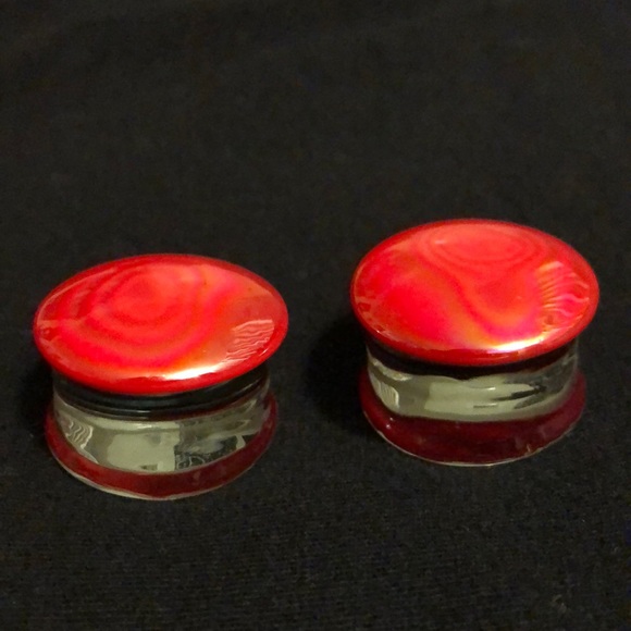 Red glass plugs - Picture 3 of 3